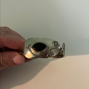 Spoon Bracelet with Black Stone